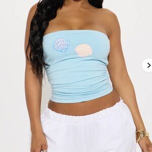 Fashion nova summer sets tube top light blue